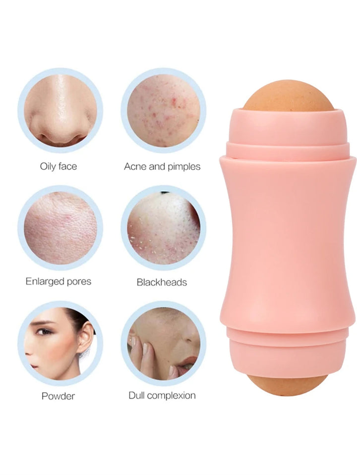 Portable Volcanic Stone Face Oil Absorbing Roller for Oily Skin – Reusable Shine Control Tool